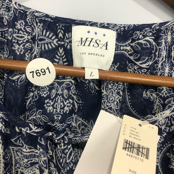 NWT Anthropologie x Misa  Los Angeles Miriam Bell-Sleeved Dress Blue Size L - Picture 15 of 15